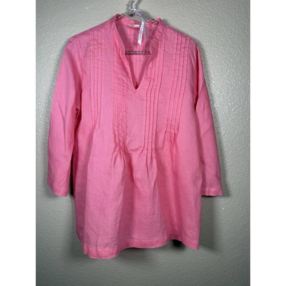 Charter Club 100% Linen Top Sz‎ Medium Pink Coastal grandmotherCore Lightweight